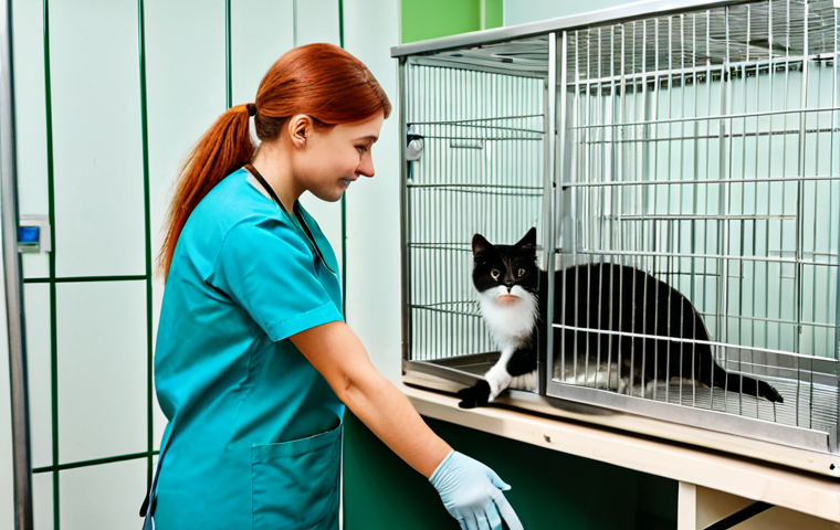 **
A dedicated veterinarian, fully clothed in professional scrubs, gently examining a rescued stray cat in a clean and modern animal shelter in Moscow. The shelter is bright and well-maintained, with other cats visible in the background. The veterinarian is showing compassion and care. Safe for work, appropriate content, fully clothed, professional, modest, family-friendly. Perfect anatomy, correct proportions, natural pose, well-formed hands, proper finger count, natural body proportions, professional photography, high quality.
**